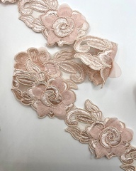 Тесьма с декоративными цветочными мотивами, цвет: розово-персиковый , 50 мм