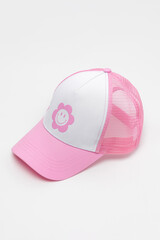 Кепка  для девочки  ТК 80085/белый,ярко-розовый