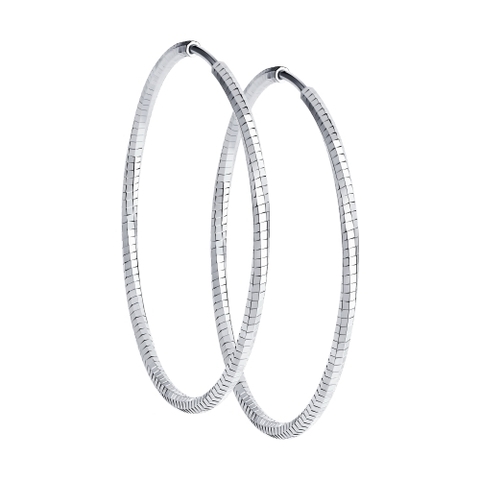 94140085- Серьги-конго из серебра с алмазными гранями, диаметр  Ø55 мм