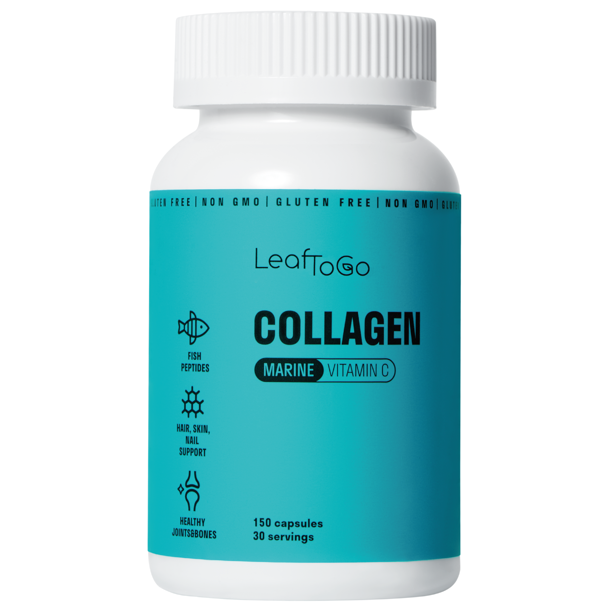 Collagen marine капсулы. Пептиды морского коллагена Fitness Catalyst без фона.