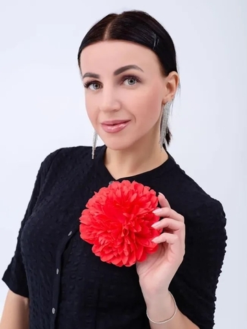 Брошь женская из фоамирана/Цветок на одежду/Заколка для волос/цвет красный, диаметр 15см