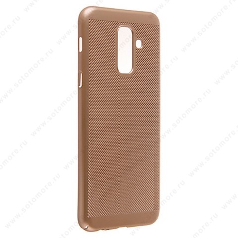 Накладка пластиковая перфорированная для Samsung Galaxy A6 Plus A605 2018 золото