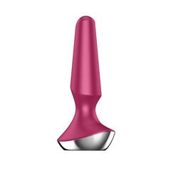 Малиновая анальная пробка с вибрацией Satisfyer Plug-ilicious 2 - 14 см. - 