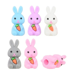 Ластик насадка на карандаш Basir, фигурный, серия "Заяц", объемный цветной корпус в виде зайчиков