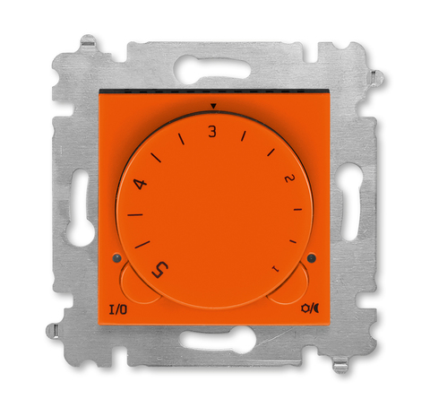 Терморегулятор с поворотной ручкой 16А. Цвет Оранжевый / дымчатый чёрный. ABB. Levit(Левит). 2CHH920003A6066