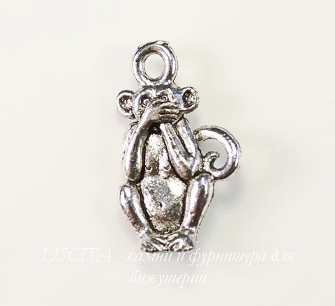 Подвеска Quest Beads "Ничего не скажу" (цвет-античное серебро) 19х12 мм