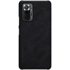 Кожаный чехол книжка Nillkin Qin Leather для Xiaomi Redmi Note 10 Pro и 10 Pro Max, черный цвет