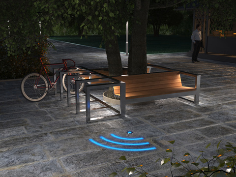 Bicycle parking CITY with lights / with paired sofa