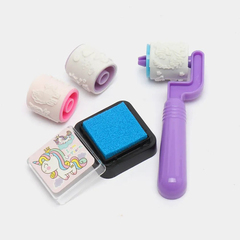 
          Штамп для детей с единорогом, MC-Basir, детские цветные печати с 3 сменными роликами и штемпельной подушкой, 9 см, для рисования и творчества