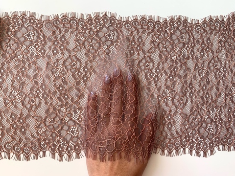 Кружево реснички кофе/персик (21*150 см)