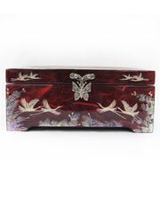 Шкатулка Журавли ручной работы красная, Южная Корея 178х110х71мм