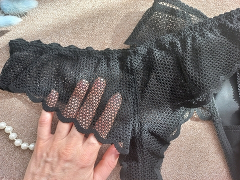 Кружево эластичное черное 21 см, сетка