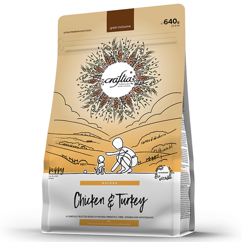 Сухой корм CRAFTIA NATURA для щенков миниатюрных и мелких пород из курицы и индейки 640 г