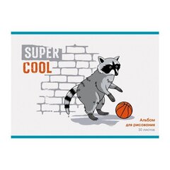 Альбом для рисования А4 30л., Канц-Эксмо, скрепка, мелованный картон, выб. лак, "Енот-баскетболист"