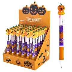 Ручка шариковая Alingar "Тыквы", 0,7 мм, 3-х цветная (син., черн., красн.), автоматическая, резиновый грип, пластикоый цветной корпус,карт. уп.