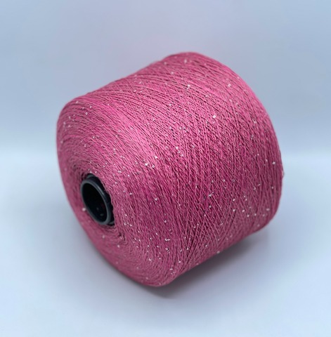 Бобинная пряжа, Linette Pailletes, 450м, 80% Лен, 20% Полиэстер(пайетка), Розовый,неоднотонный+пайетка.37707