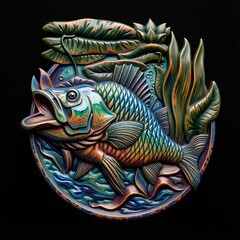 Силиконовый молд Рыба (медальон) № 0459