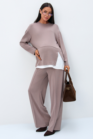 Спортивный костюм для беременных и кормящих 19459 мокко