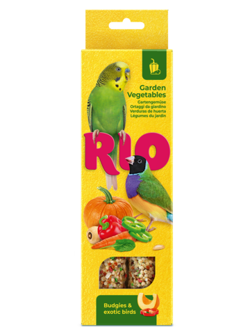 RIO 2х40 г палочки для волнистых попугайчиков и экзотов с садовыми овощами 1х8, шт, 22%