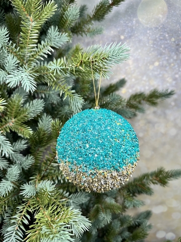 Шар с блестками 13см ChristmasDeLuxe premium collection голубой