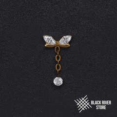 Pendant Wings Chain Long Crystal PVD Yellow