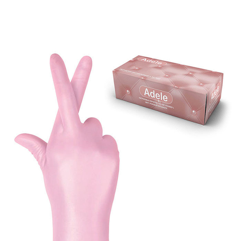 Adele косметические нитриловые перчатки розовый перламутр р. M (100 штук - 50 пар)