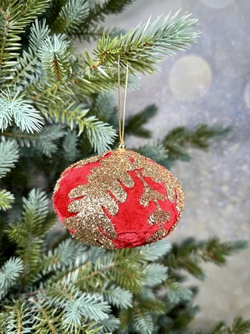 Шар-луковка 10х13см ChristmasDeLuxe premium collection алый/золотой