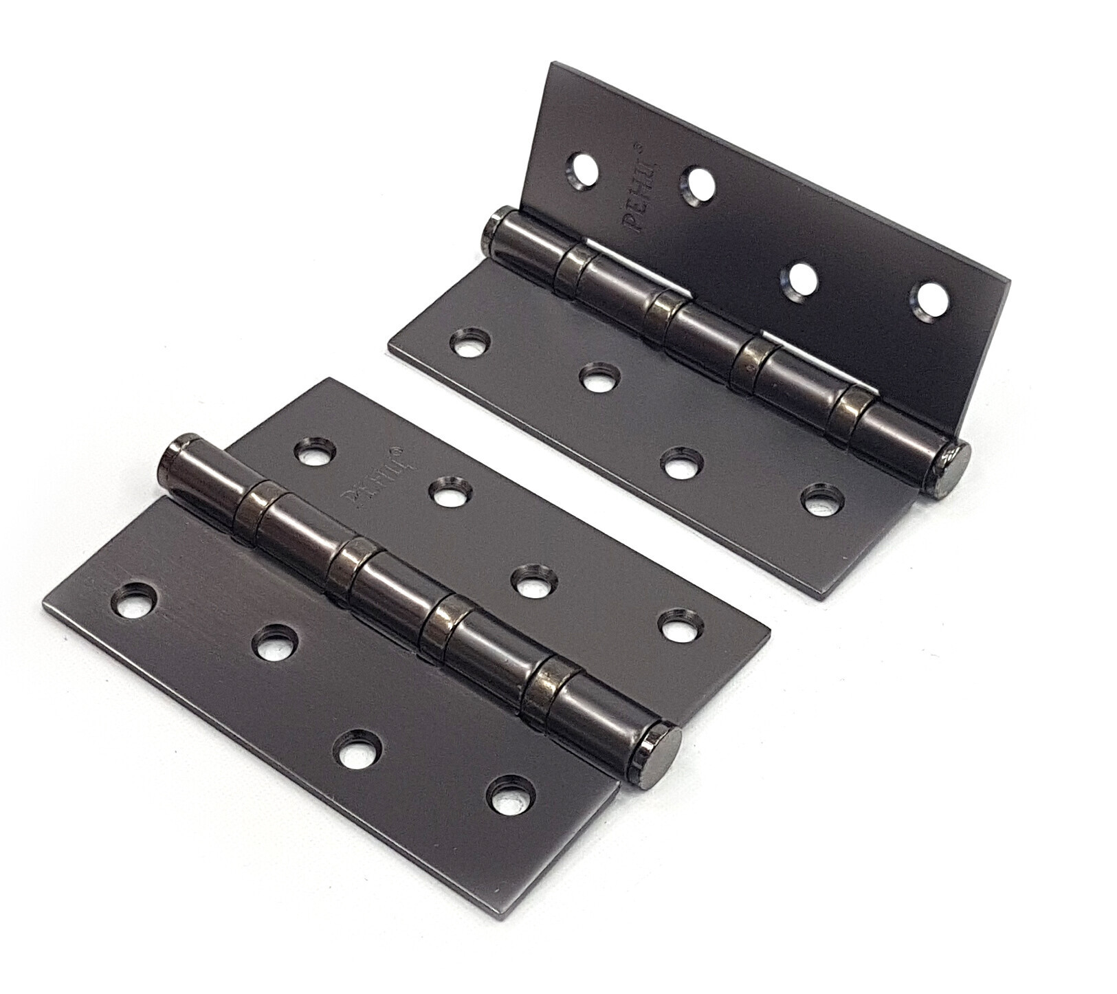 Петли (комплект) врезная универсальная без колпачка Ренц IN100-4BB FH MBN (2шт), цвет никель черный матовый(графит) (гарантия - 12 месяцев)