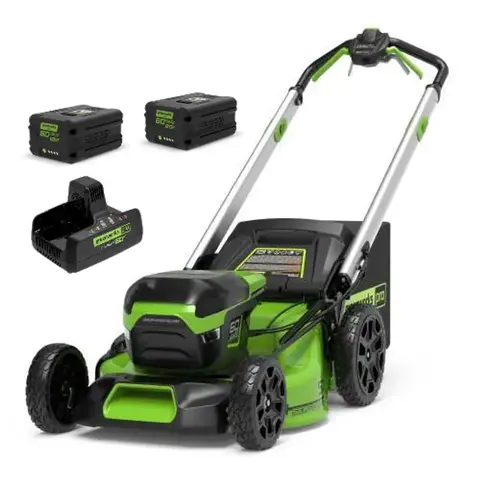 Cамоходная аккумуляторная газонокосилка Greenworks GD60LM51SPK5, 60v, 51 см, (2514307U2G), с АКБ 2х5 А·ч и двойным зарядным устройством