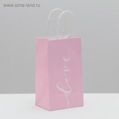 Пакет подарочный крафтовый Love, 12 × 21 × 9 см