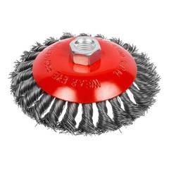 45-2-812 Щетка-крацовка коническая, витая стальная проволока, посадочная гайка М14, 125мм (РемоКолор)
