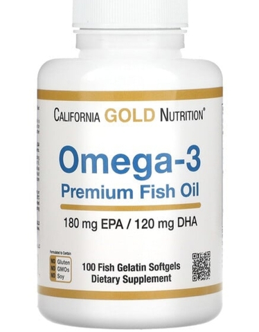 California Gold Nutrition, Омега-3, рыбий жир премиального качества, 100 рыбных капсул