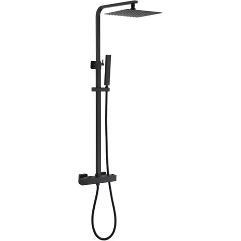 Abber AF8260B Душевая стойка Daheim AF8260B с термостатом без излива, черный матовый