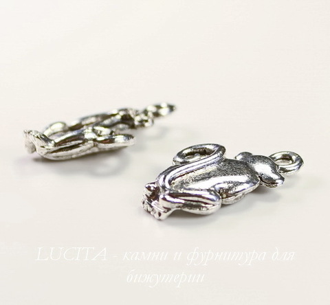 Подвеска Quest Beads "Ничего не скажу" (цвет-античное серебро) 19х12 мм