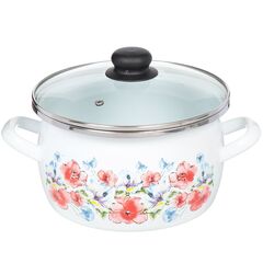 Кастрюля сталь, эмал, 4 л, с крыш, Сантэкс, Маки, 1-2440112, индукц