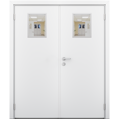 Купить Влагостойкая двустворчатая дверь Модель 3 белая остеклённая