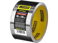 STAYER ProTape, 50 мм, 10 м, до 120 °С, самоклеящаяся алюминиевая лента, Professional (12268-50-10)