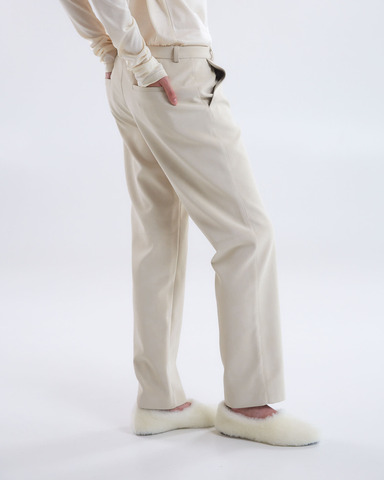 Брюки из искусственной замши молочный