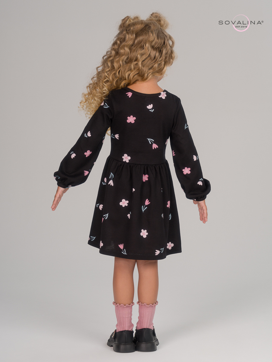 Платье Моана тюльпаны на черном