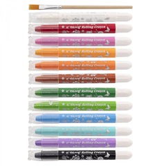 
          Акварельные мелки Yalong 12 цв., "Пчёлка", пластиковый корпус с рисунком и выдвижным механизмом, кисть, акварел.эфект, в пластиковом тубусе с ручкой