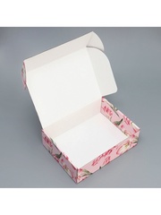 Коробка самосборная одиночная Прямоугольник, «Цветы», 30,5*22*9,5 см, 1 шт.