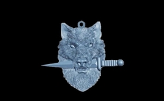 Силиконовый молд Амулет Волк с кинжалом малый