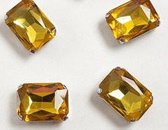 Стразы пришивные стекло в оправе "Прямоугольник", р. 18х13 мм, золото