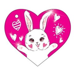 
          Открытка - мини, подвеска с фольгой, "Зайчик", 58х67 мм, розовый, металлизация , фольга, золото, форма-сердце