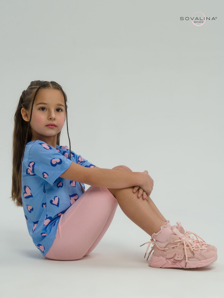 Костюм Актив розовые сердечки на голубом-розовый