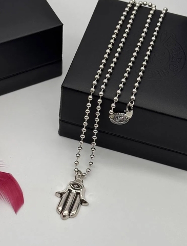 63164-Колье-цепочка с подвеской ХАМСА в стилистике CHROME HEARTS