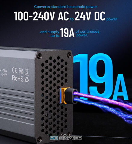 Блок питания ToolkitRC ADP450, вход 100/240В, выход 24В 19А 450Вт для зарядного устройства