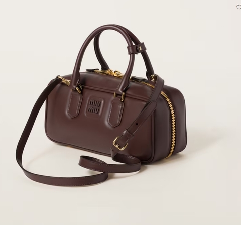 Кожаная сумка Miu Miu Arcadie тёмно-коричневый