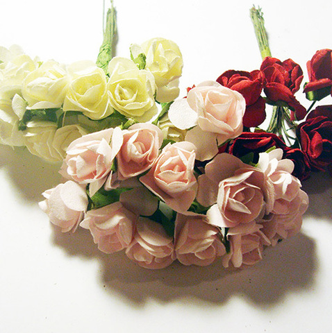 Роза бумажная, диаметр 15 мм, розовый