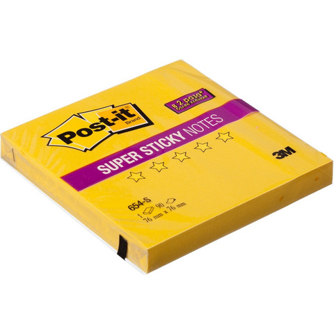 Стикеры Post-it 76x76 мм неоновые желтые (1 блок, 90 листов)